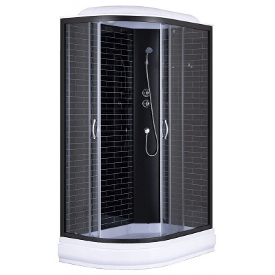 Душевая кабина 120х80 С/П без электрики чер. ст. Лоранто R CS-66120-20R GB черный кирпич
