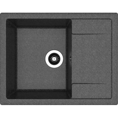Мойка камень 650х510 квадрат графит Техно СМс Флорентина с сифоном