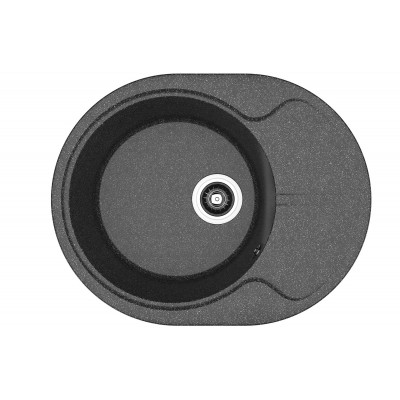 Мойка камень 620х510х217 овал крыло Графит Берта 620 с сифоном Флорентина