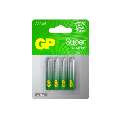 Батарейка щелочная GP G-tech LR03 SUPER ALKALINE 24AА21-2CRSBC4 BL-4/40/160 4891199226281