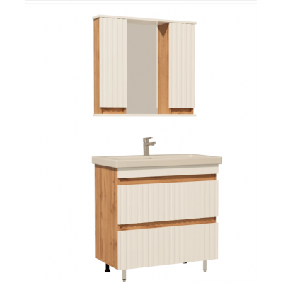 80 Матера Дуб Вотан/Белый тумба 77х70х44 с умыв. Комо 80