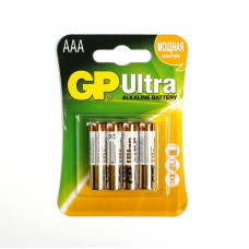 Батарейка щелочная GP LR03 ULTRA ALKALINE 24AU-2UE4 BL-4/40/320 4891199027659