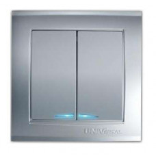 Бриллиант серебро Выключатель Универсал 2кл с подсв.с/у 7949667