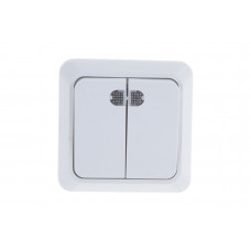 Олимп белый Выключатель Универсал 2кл с подсв.о/у О0123