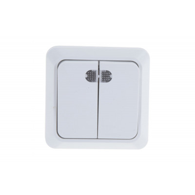 Олимп белый Выключатель Универсал 2кл с подсв.о/у О0123