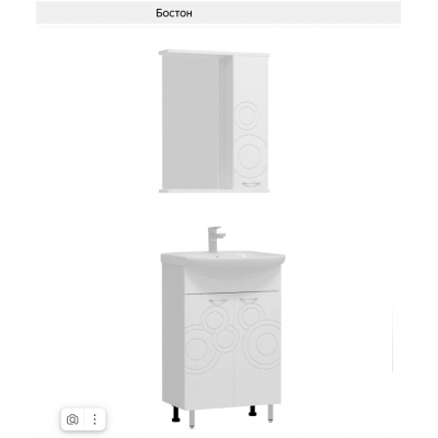 55 Бостон Белый глянец шкаф с зерк. 55х70х13 без освещения