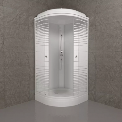 Душевая кабина 100х100 Н/П без электрики бел. ст. Аква Полосы Тритон