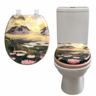 Сиденье УНИВЕРСАЛ мягкое Закат персиковый 104 для унитаза