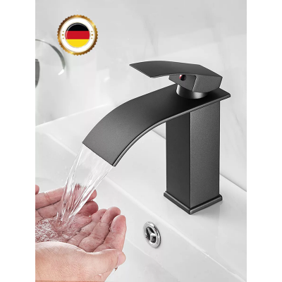 Смеситель умывальника шар. цв. черный низкий Водопад Креен