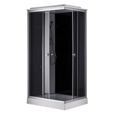 Душевая кабина 100х80 Н/П без электрики чер. ст. Лоранто CS-5180-13L G левая