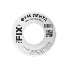 Лента фум газ 12ммх12м Санфикс SANFIX желтая (12х0,1х12000х0,7г/см3, 55/25 мм)