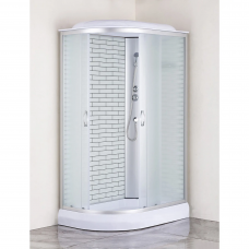 Душевая кабина 120х80 Н/П без электрики бел. ст. Лоранто R CS-66120-13R FW белый кирпич