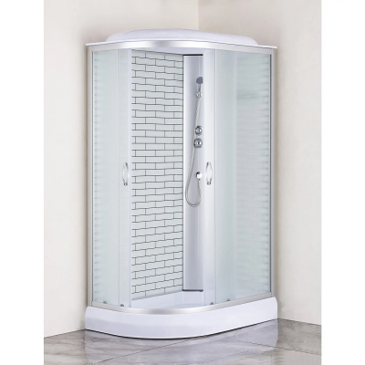 Душевая кабина 120х80 Н/П без электрики бел. ст. Лоранто R CS-66120-13R FW белый кирпич