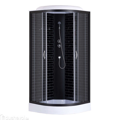 Душевая кабина 100х100 Н/П без электрики бел. ст. Лоранто CS-6610-13GB черный кирпич