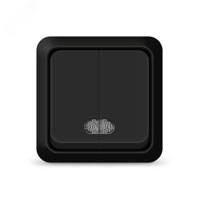 Олимп Выключатель Универсал 2кл с подсв.о/у 2214 черный