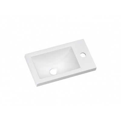 Умывальник накладной белый Квадро 400 405х225х130 литьевой мрамор с переливом