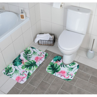 Набор ковриков для ванной и туалета 40х43см, 43х73см Фламинго 2шт 2989782