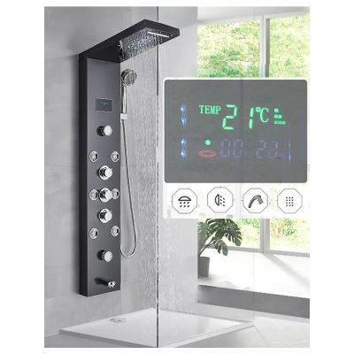 Стойка душа черный Wermixer (душевая система с тропическим душем)