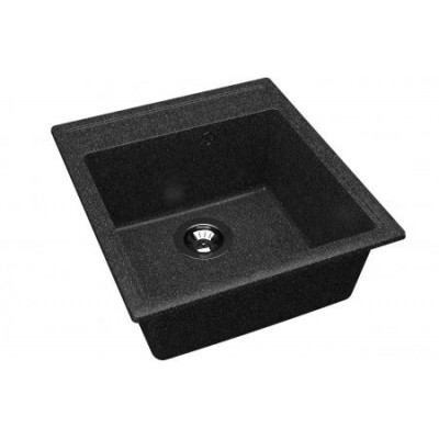 Мойка камень 470х510 квадрат графит Ника СМс Флорентина с сифоном