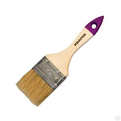 Кисть плоская 63мм 2,5" пласт. ручка натуральная щетина Крафор