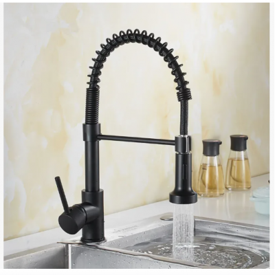 Смеситель кухня шар. бок.ручка черный АкваСити (пружинный вытяжной кран) 3789-58