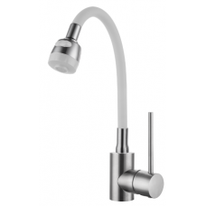 Смеситель кухня шар. гибкий гусак цв. белый Дивино Люкс 50129-1 М