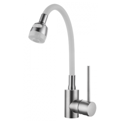 Смеситель кухня шар. гибкий гусак цв. белый Дивино Люкс 50129-1 М