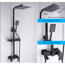 Стойка душа черный Розин RZ-6091 Rozin/OXG 25см (душевая система с тропическим душем)