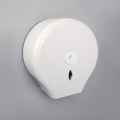 Бумагодержатель пластик белый с крышкой круглый диспенсер 28×27.5×12 см, втулка 6,5 см 2926640