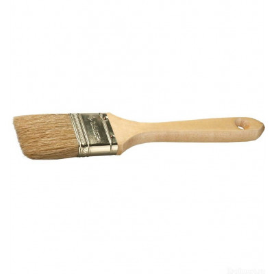 Кисть плоская 25м дерев. ручка  натур. щет Кошка