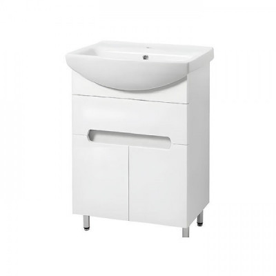 60 Моника door белая тумба 55,4х70х31,6 с умывальником Элеганс 60