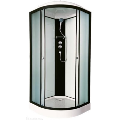 Душевая кабина 90х90 Н/П без электрики бел. ст. 4122D Аквапульс черный профиль