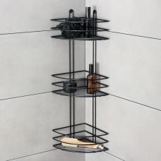 Полка металл черная угловая 3-я д/ванной 20×20×66 см 10059132