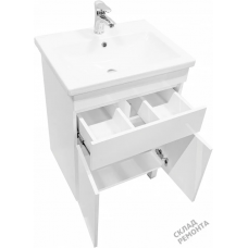 60 Смарт 1 Белая тумба 60х85 БЕЗ УМЫВАЛЬНИКА один ящик+ две дверки