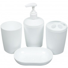 Набор пластик для ванной 4 предмета Белый 607 (мыльница,дозат,стакан для з\щетки, стакан)