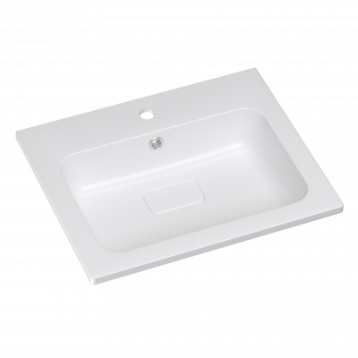 Умывальник накладной белый Палермо 600х480х142 литьевой мрамор с переливом