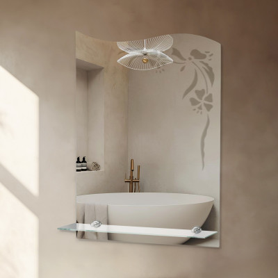 Зеркало прямоуг в 55х40 полка 1 Цветок