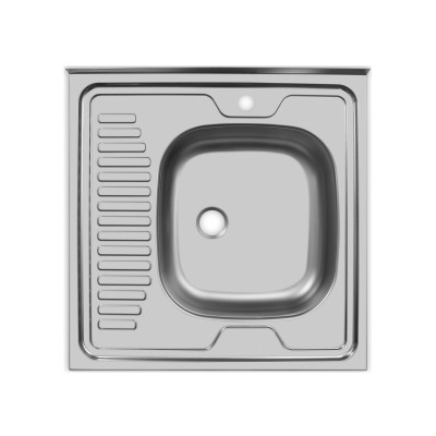 Мойка нерж накладная м/о 60х60 матовая 0,4 квадрат левая Юкинокс Стандарт без сифона