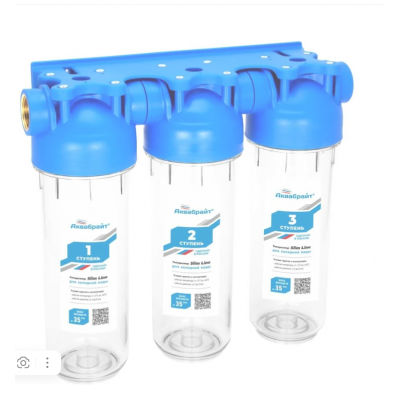 Фильтр магистральный для очистки воды ТРОЙНОЙ Слим Лайн 10-1" Аквабрайт