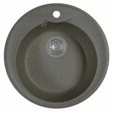 Мойка камень 500 круг Черный Ротанг с сифоном