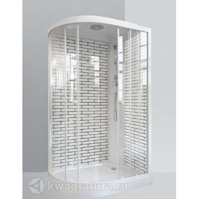 Душевая кабина 120х80 Н/П без электрики бел. ст. белый кирпич 5007 L  Р ОДА