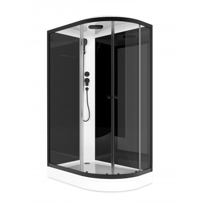 Душевая кабина 120х80 Н/П без электрики серые ст. Делайт L прозрач. стекло профиль графит