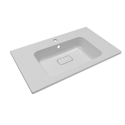 Умывальник накладной белый Палермо 800х480х142 литьевой мрамор с переливом