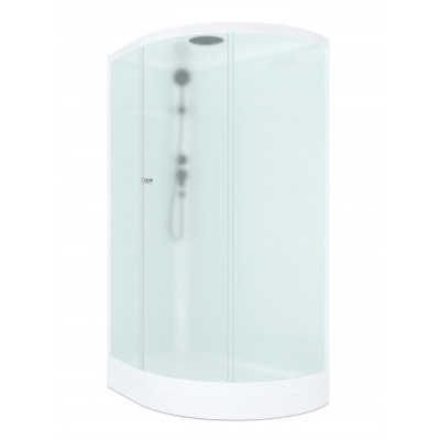 Душевая кабина 120х80 Н/П без электрики бел. ст. Делайт L сатин стекло профиль белый