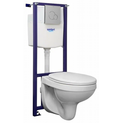 Инсталляция для подвесного унитаза с хром кнопкой Воротынск Альфа Сантери Комфорт