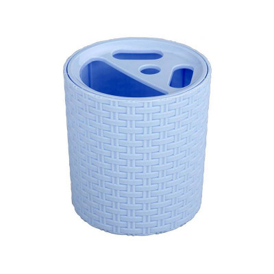 Подставка пластик для зубных щеток Плетенка голубой