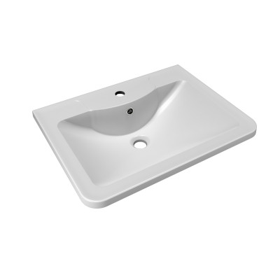 Умывальник накладной белый Аллегро 600х455х144 литьевой мрамор с переливом