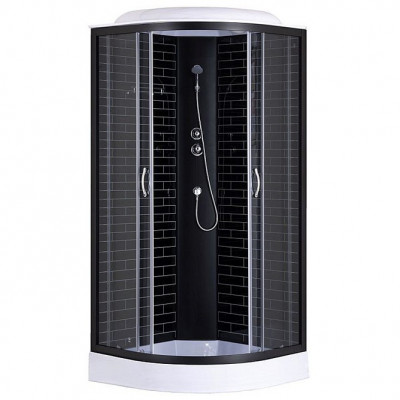 Душевая кабина 90х90 Н/П без электрики чер. ст. Лоранто CS-6690-13GB черный кирпич