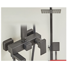 Стойка душа графит профиль квадрат АкваСити (душевая система с тропическим душем)